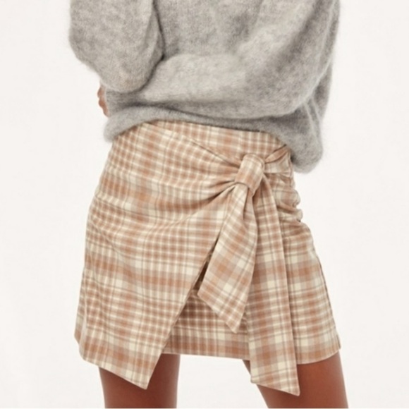 Aritzia Wilfred Wrap-Front Plaid Skirt - Picture 1 of 9